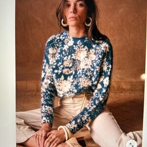 Sézane Flower Pattern Sweater (Pull Azalée) Sz XXS